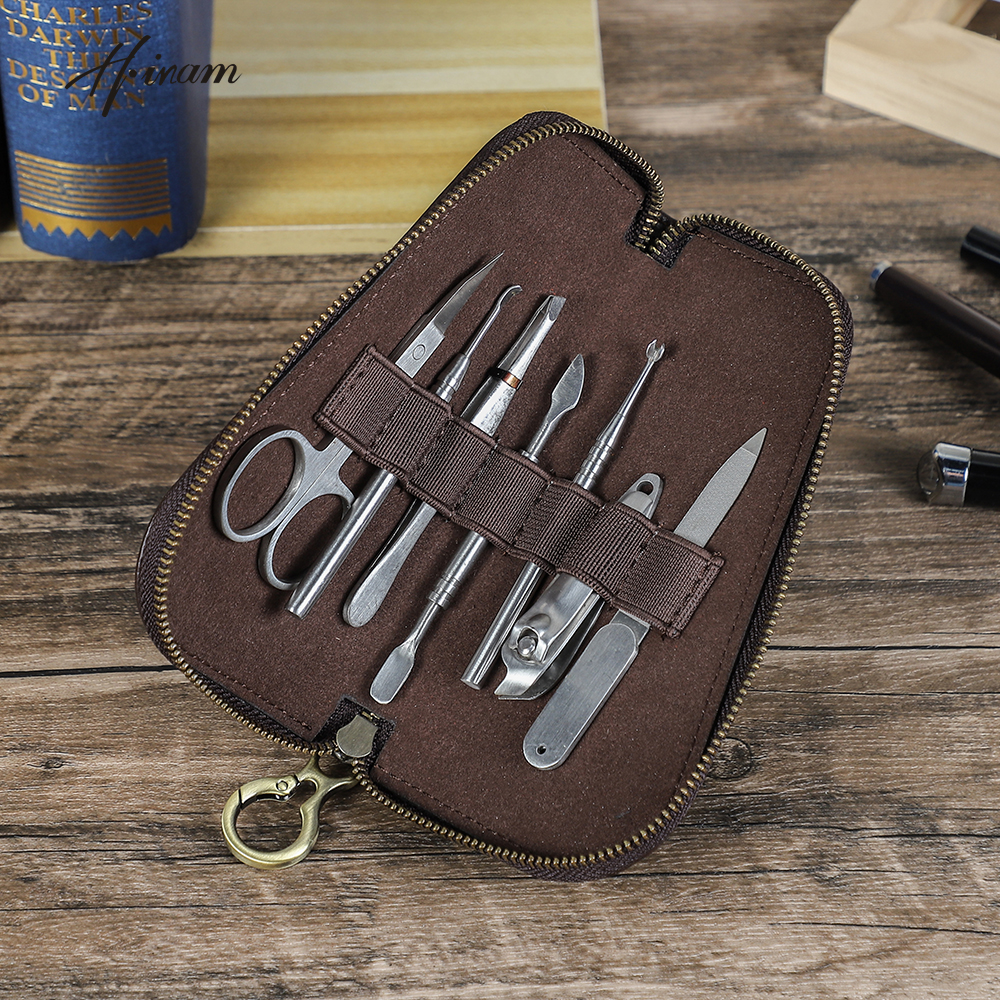 Trimming Scissor Set - Genuine Leather Travel Case for Manicure