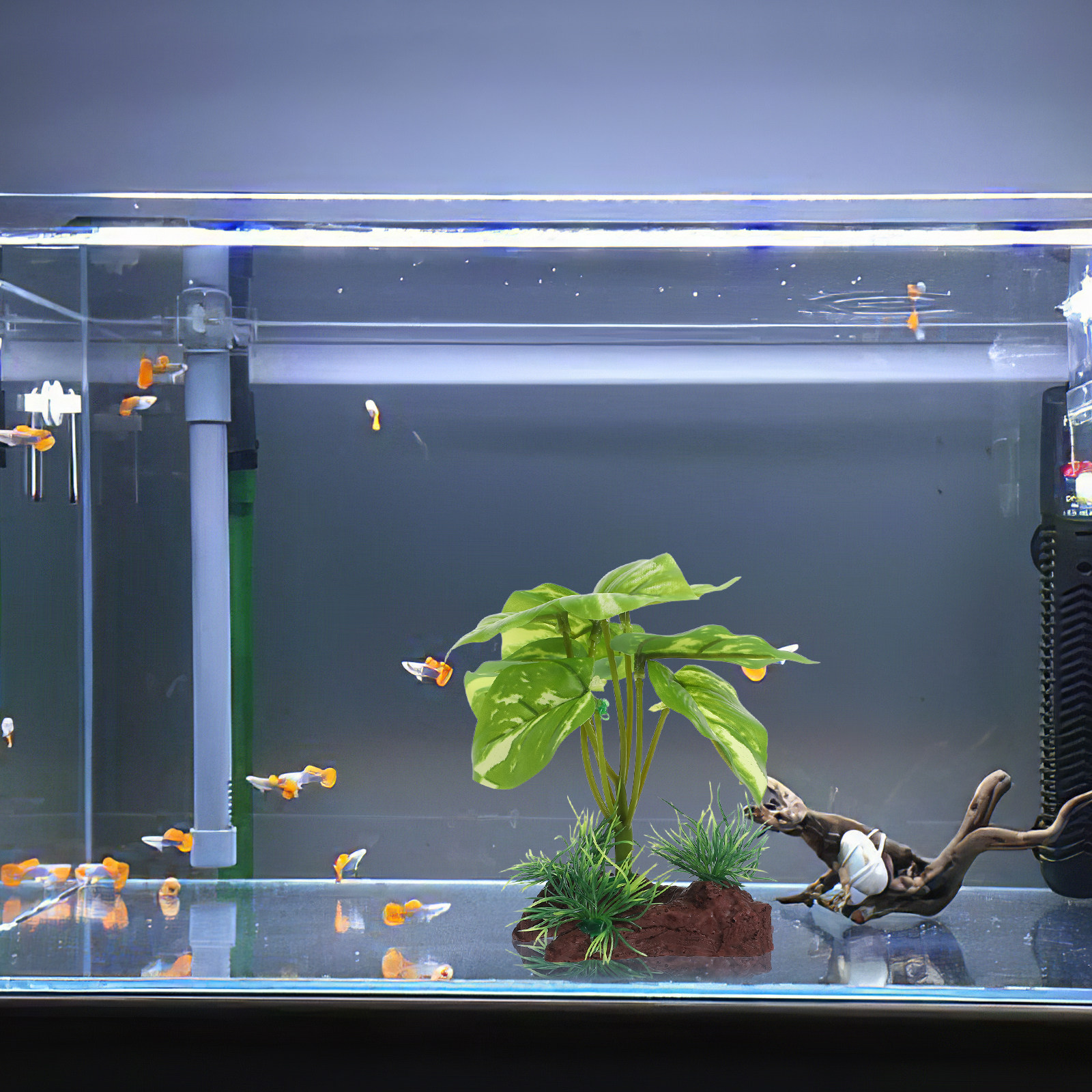 Aquarium Planted Setup - Premium Artificial Aquarium Plants Realistic Plastic