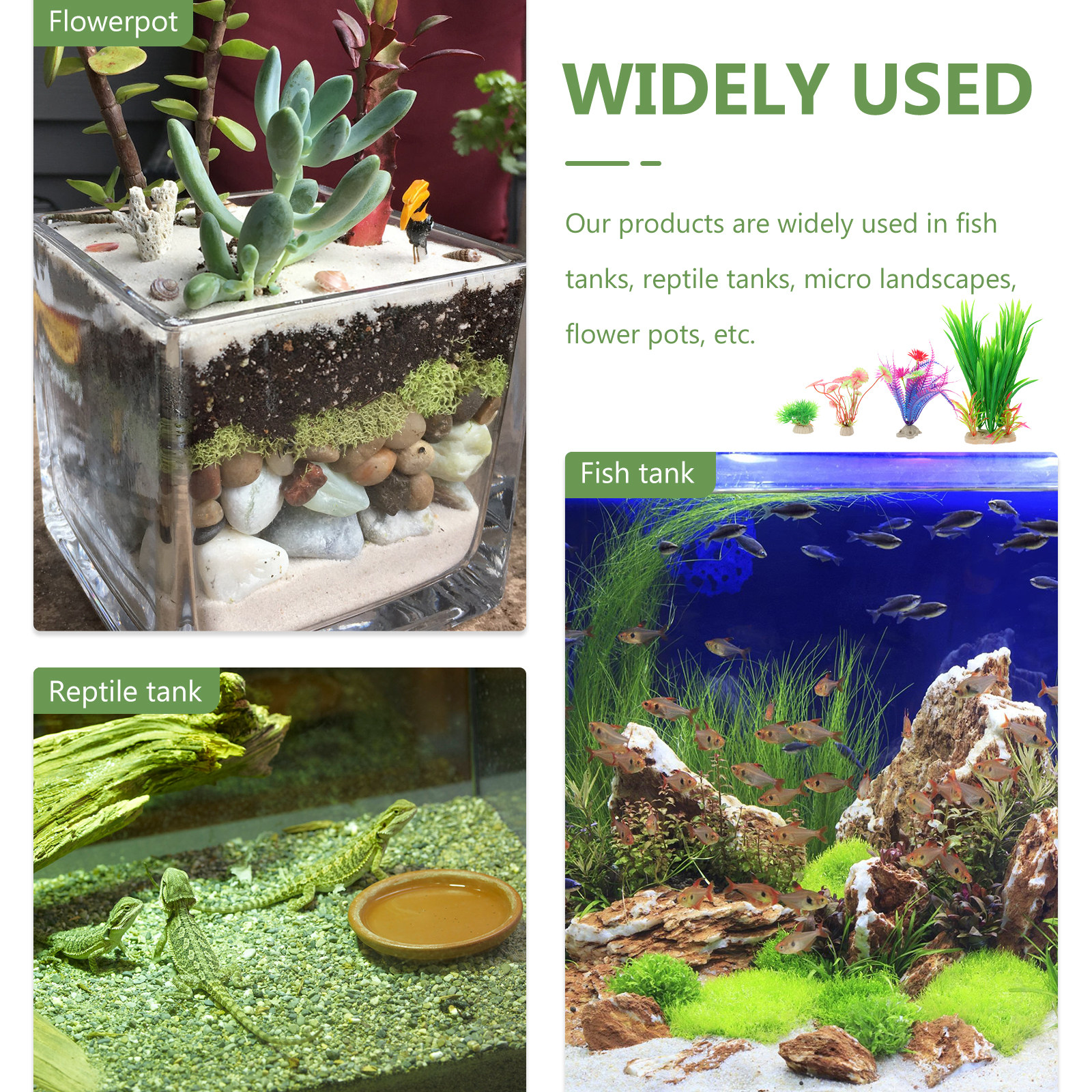 8Pcs Lifelike Plastic Aquatic  - Aquarium Planted Setup recension och pris