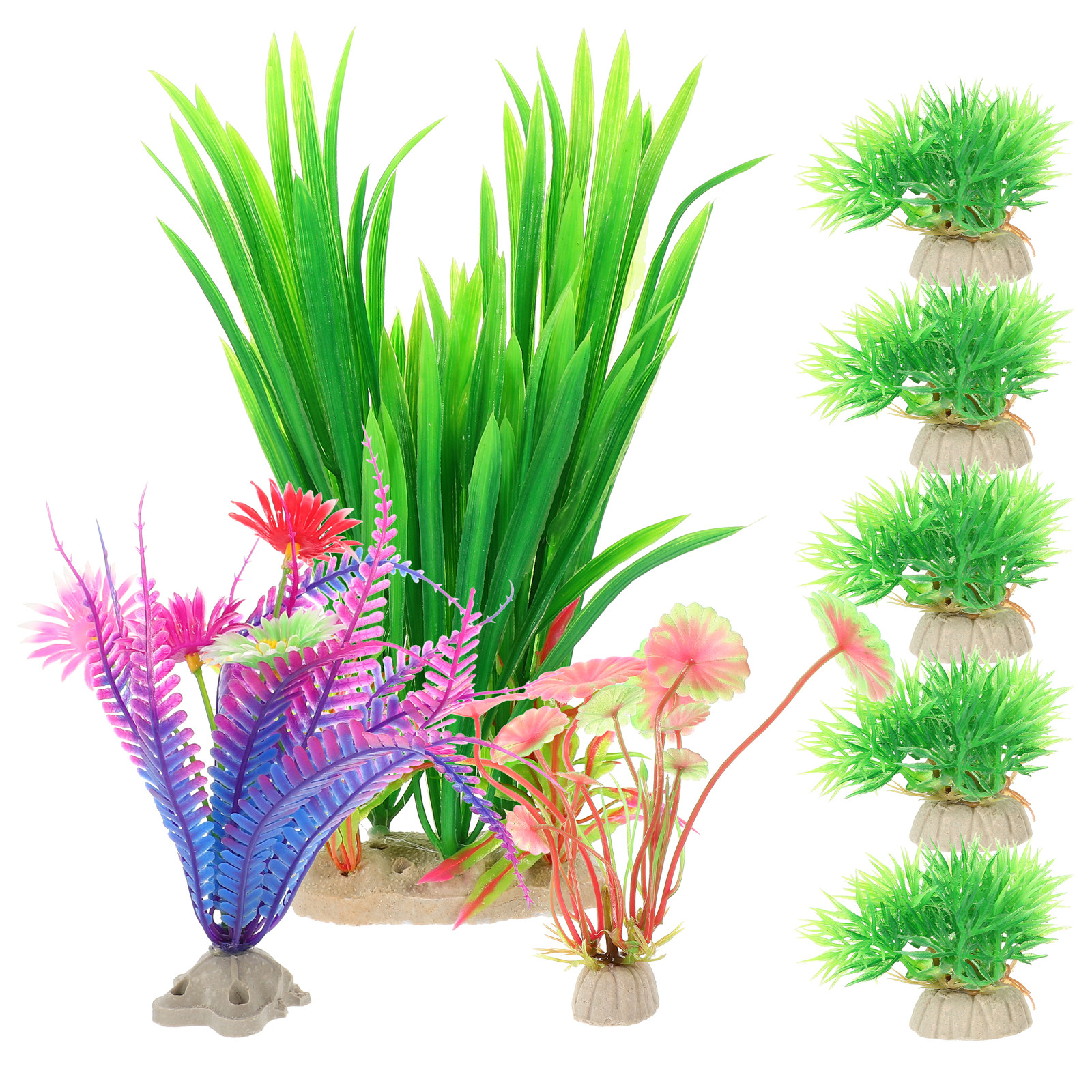 8Pcs Lifelike Plastic Aquatic  - Aquarium Planted Setup recension och pris