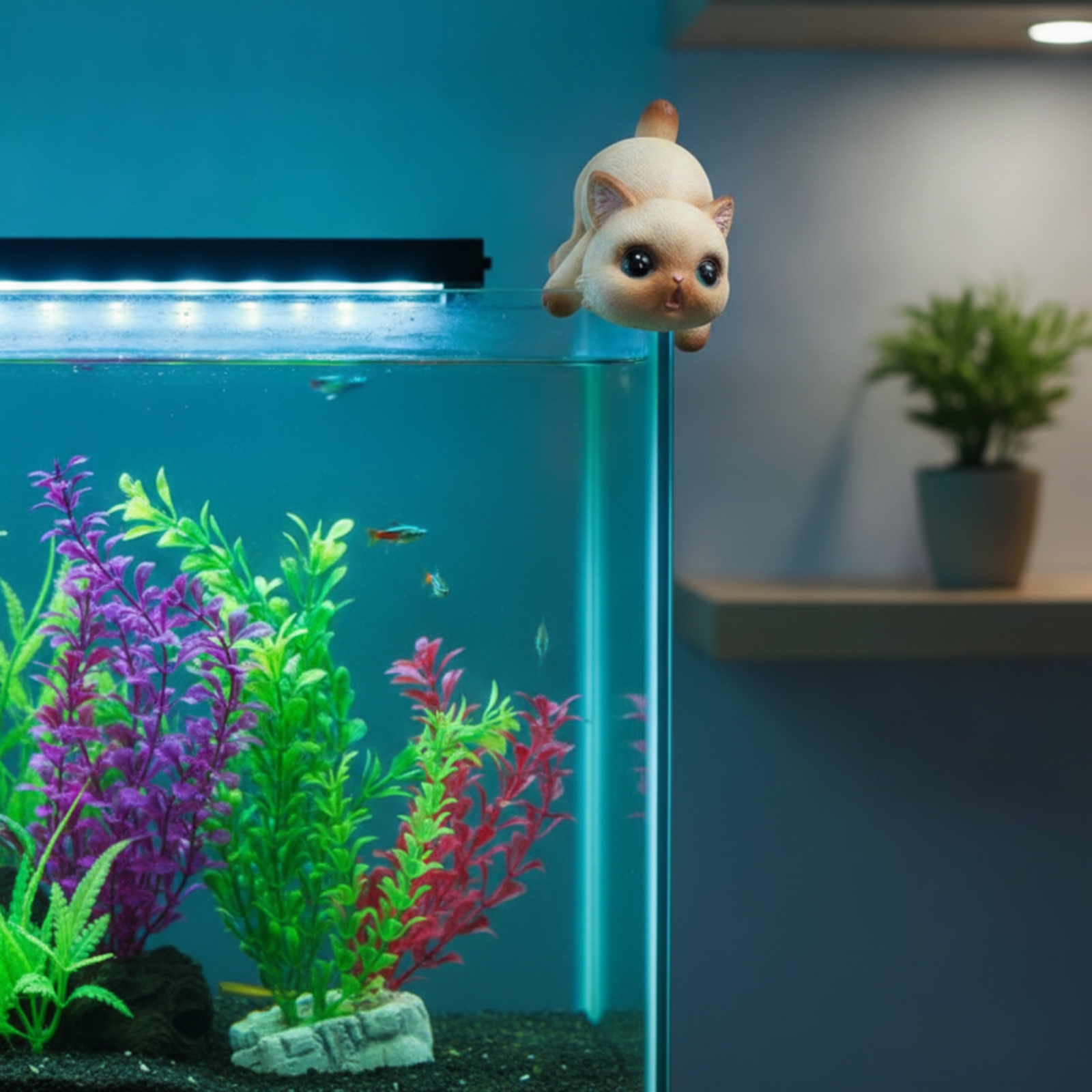 Hanging Cat Figurine Resin Cat - Planted Aquarium Models recension och pris
