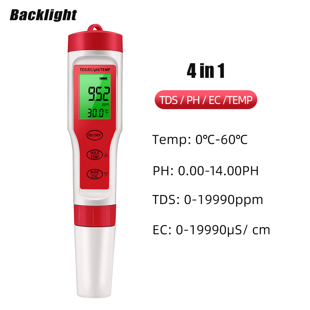 4 IN 1 TDS PH Meter PH/TDS/EC/ - Planted Aquarium Test Kit recension och pris