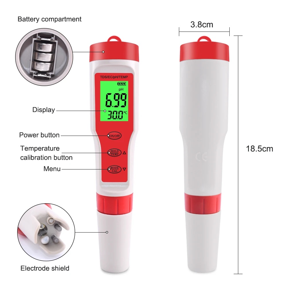 4 IN 1 TDS PH Meter PH/TDS/EC/ - Planted Aquarium Test Kit recension och pris